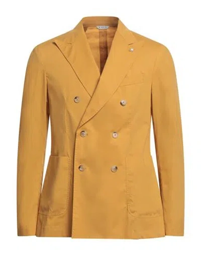 Manuel Ritz Man Blazer Marigold Size 36 Paper, Elastane In Yellow