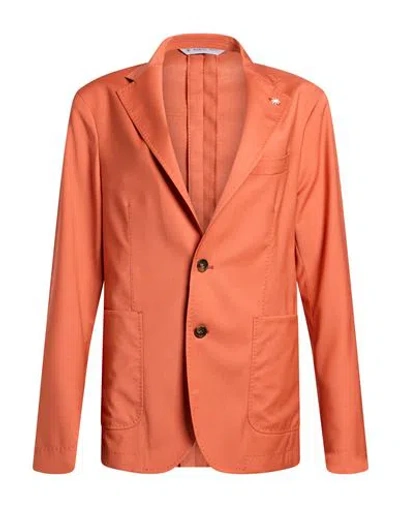 Manuel Ritz Man Blazer Orange Size 40 Wool, Elastane