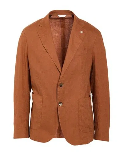 Manuel Ritz Man Blazer Tan Size 36 Linen In Brown