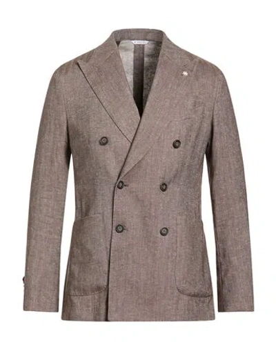 Manuel Ritz Man Blazer Taupe Size 42 Cotton, Linen In Brown