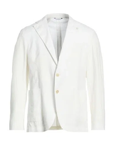 Manuel Ritz Man Blazer White Size 42 Linen