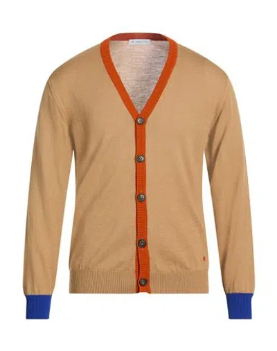 Manuel Ritz Man Cardigan Camel Size L Virgin Wool, Acrylic In Brown