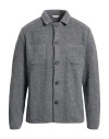 Manuel Ritz Man Cardigan Lead Size Xxl Acrylic, Virgin Wool In Gray