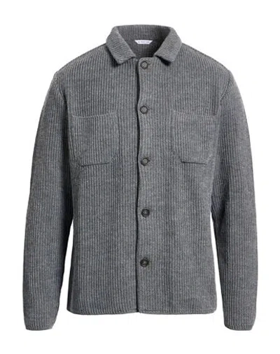Manuel Ritz Man Cardigan Lead Size Xxl Acrylic, Virgin Wool In Gray