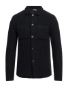 Manuel Ritz Man Cardigan Midnight Blue Size Xxl Acrylic, Virgin Wool, Alpaca Wool In Black