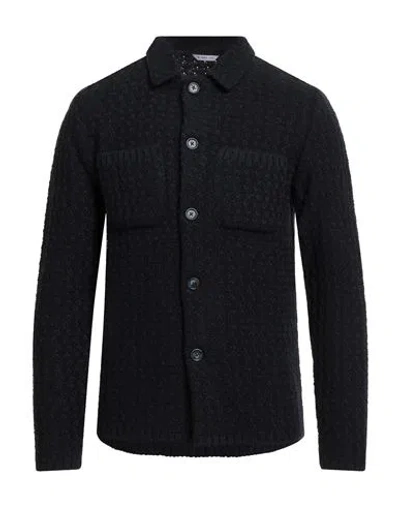 Manuel Ritz Man Cardigan Midnight Blue Size Xxl Acrylic, Virgin Wool, Alpaca Wool In Black