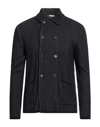 Manuel Ritz Man Cardigan Midnight Blue Size Xxl Acrylic, Virgin Wool, Alpaca Wool In Black