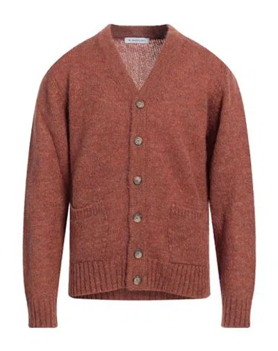 Manuel Ritz Man Cardigan Rust Size L Acrylic, Polyamide, Mohair Wool, Wool, Viscose In Red