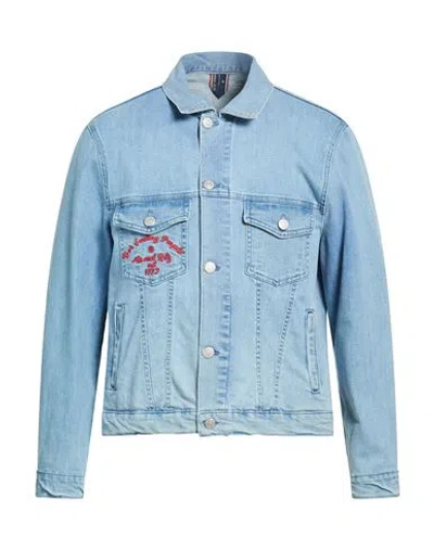 Manuel Ritz Man Denim Outerwear Blue Size 40 Cotton, Elastane