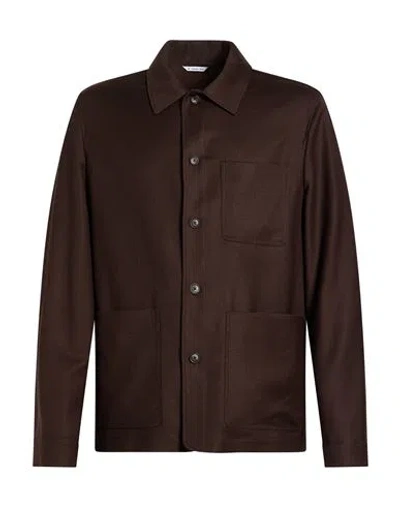 Manuel Ritz Man Jacket Dark Brown Size 40 Virgin Wool, Elastane