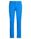 Manuel Ritz Man Pants Azure Size 36 Cotton, Elastane In Blue