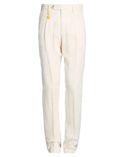 Manuel Ritz Man Pants Beige Size 34 Linen In Gray