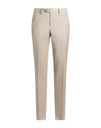 Manuel Ritz Man Pants Beige Size 36 Virgin Wool, Elastane In White