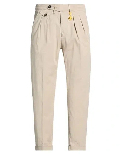 Manuel Ritz Man Pants Beige Size 40 Cotton, Elastane In Gray