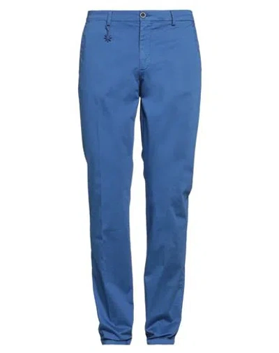 Manuel Ritz Man Pants Blue Size 36 Cotton, Elastane