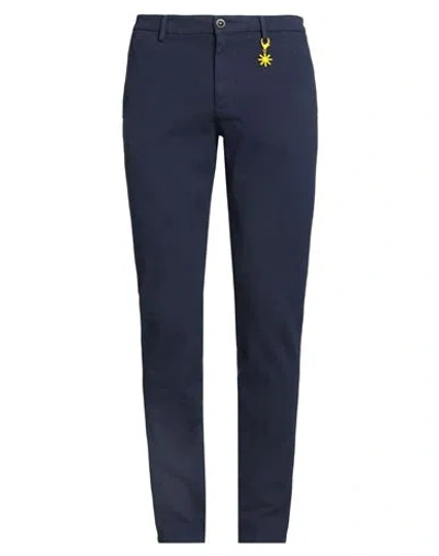 Manuel Ritz Man Pants Blue Size 38 Cotton, Elastane In Blue