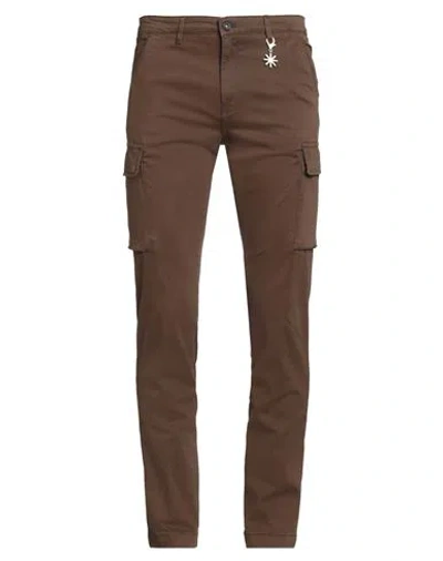Manuel Ritz Man Pants Brown Size 38 Cotton, Elastane