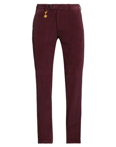 Manuel Ritz Man Pants Burgundy Size 36 Cotton, Elastane In Red