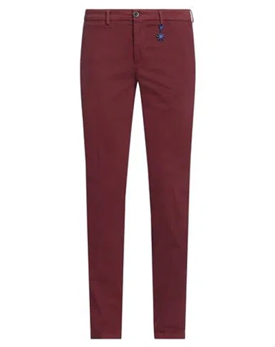 Manuel Ritz Man Pants Burgundy Size 38 Cotton, Elastane In Red