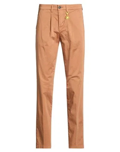 Manuel Ritz Man Pants Camel Size 32 Cotton, Elastane In Orange