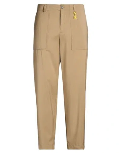 Manuel Ritz Man Pants Camel Size 34 Wool, Elastane In Brown