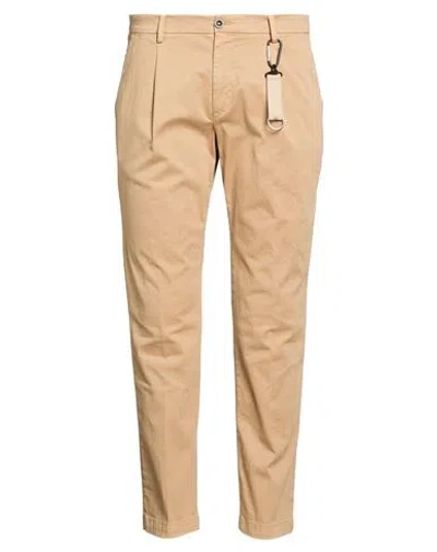 Manuel Ritz Man Pants Camel Size 36 Cotton, Elastane In Neutral