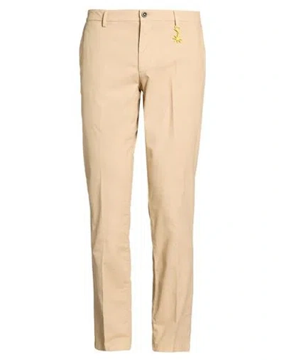 Manuel Ritz Man Pants Camel Size 40 Cotton, Elastane In Neutral