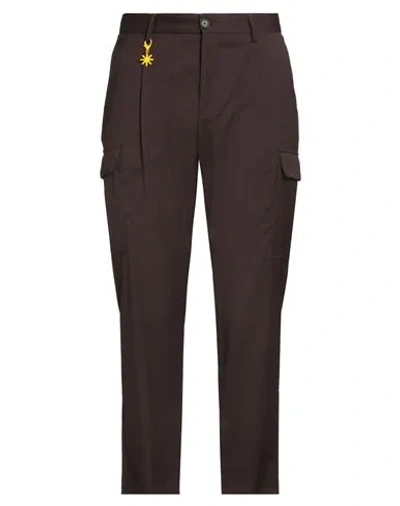 Manuel Ritz Man Pants Chocolate Brown Size 40 Wool, Elastane