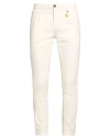 Manuel Ritz Man Pants Cream Size 38 Cotton, Modal, Elastane In White