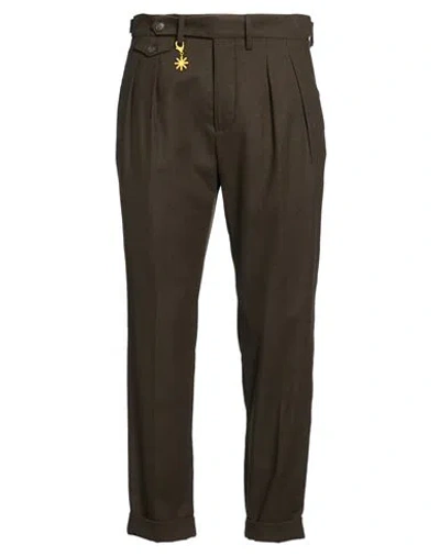 Manuel Ritz Man Pants Dark Green Size 32 Virgin Wool, Viscose, Polyester, Elastane In Brown