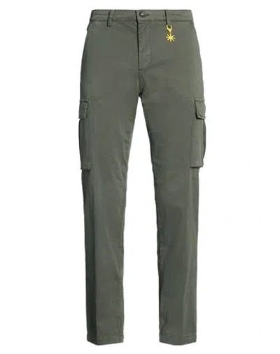 Manuel Ritz Man Pants Dark Green Size 40 Cotton, Elastane
