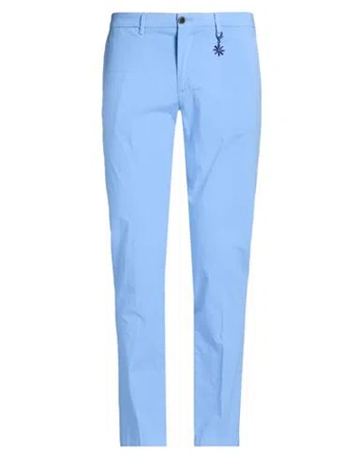 Manuel Ritz Man Pants Light Blue Size 34 Cotton, Elastane