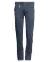 Manuel Ritz Man Pants Midnight Blue Size 38 Cotton, Elastane