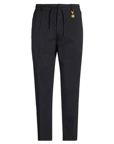 Manuel Ritz Man Pants Midnight Blue Size 38 Cotton, Elastane In Black