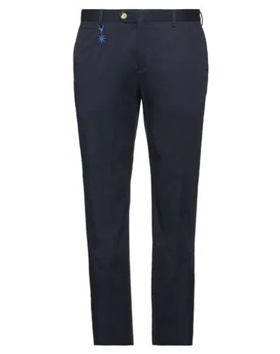 Manuel Ritz Man Pants Midnight Blue Size 38 Cotton, Elastane