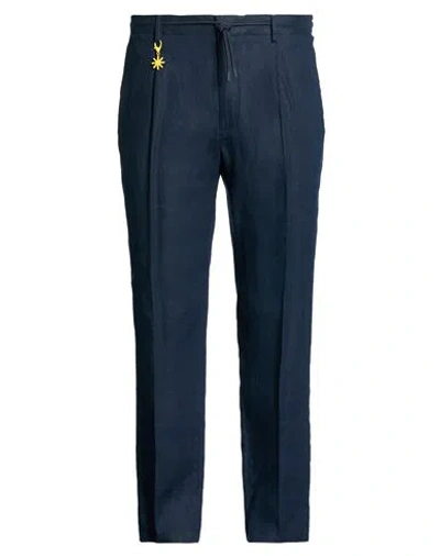 Manuel Ritz Man Pants Midnight Blue Size 38 Linen
