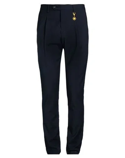 Manuel Ritz Man Pants Midnight Blue Size 38 Wool, Elastane