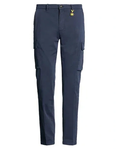 Manuel Ritz Man Pants Midnight Blue Size 40 Cotton, Elastane
