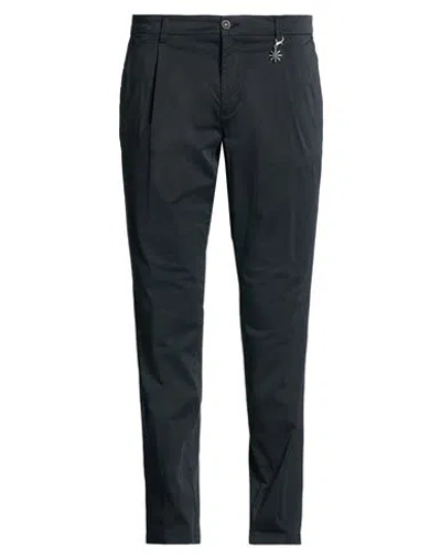 Manuel Ritz Man Pants Midnight Blue Size 40 Cotton, Elastane In Black