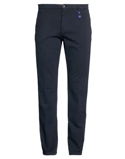 Manuel Ritz Man Pants Midnight Blue Size 40 Cotton, Elastane
