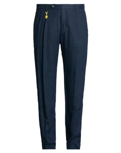 Manuel Ritz Man Pants Midnight Blue Size 40 Linen