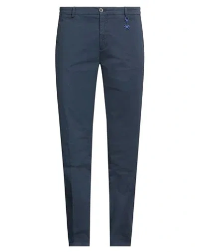MANUEL RITZ MANUEL RITZ MAN PANTS MIDNIGHT BLUE SIZE 42 COTTON, ELASTANE
