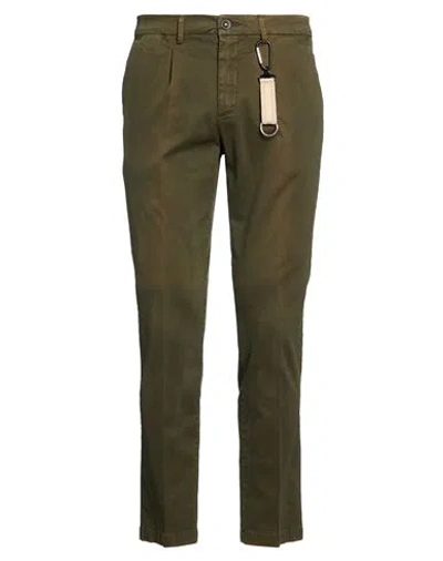 Manuel Ritz Man Pants Military Green Size 34 Cotton, Elastane