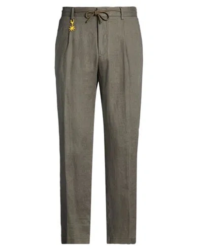 Manuel Ritz Man Pants Military Green Size 36 Linen