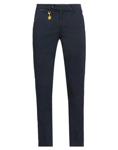 Manuel Ritz Man Pants Navy Blue Size 32 Cotton, Elastane In Navy Blue
