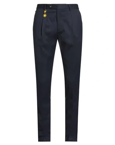 Manuel Ritz Man Pants Navy Size 30 Wool, Elastane In Navy Blue