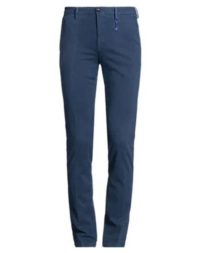 Manuel Ritz Man Pants Navy Size 30 Cotton, Lyocell, Elastane In Blue