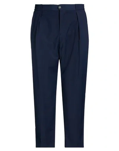Manuel Ritz Man Pants Navy Size 34 Polyester, Wool, Elastane In Blue