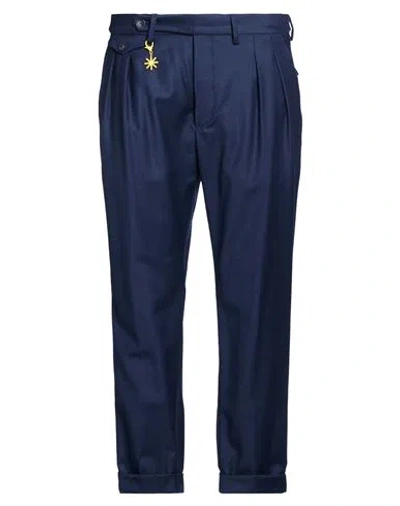 Manuel Ritz Man Pants Navy Size 38 Virgin Wool, Elastane In Blue