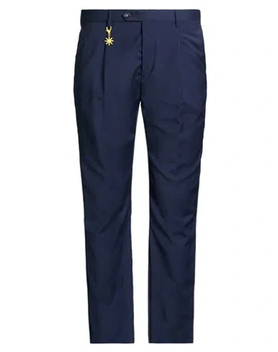 Manuel Ritz Man Pants Navy Size 38 Wool, Elastane In Blue